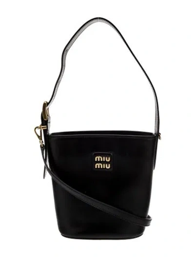 Pre-owned Miu Miu Leather Bucket Bag In Black