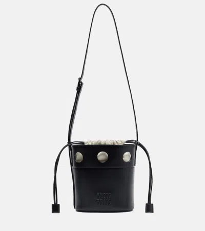 Miu Miu Leather Bucket Bag In Black