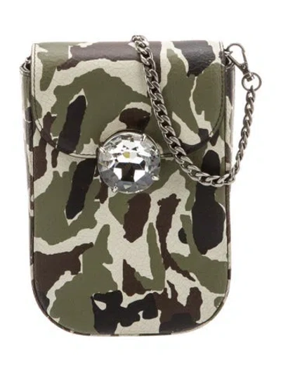 Pre-owned Miu Miu Leather Bucket Bag In Green