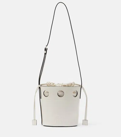 Miu Miu Leather Bucket Bag In White