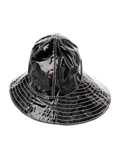 Pre-owned Miu Miu Leather Bucket Hat In Black