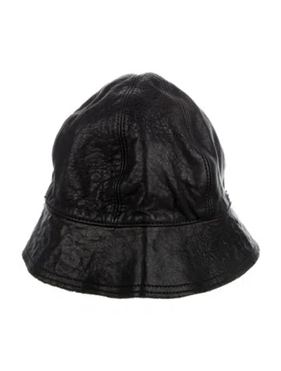 Pre-owned Miu Miu Leather Bucket Hat In Black