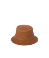 Miu Miu Leather Bucket Hat In Brown