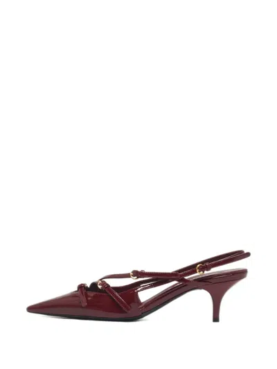 Pre-owned Miu Miu Leather Buckle Slingback Pumps In Red