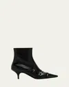 Miu Miu Leather Buckle Trio Ankle Booties In Nero