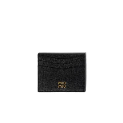 Miu Miu Leather Card Holder In Black
