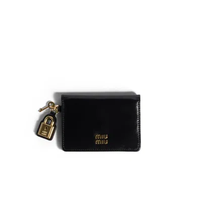 Miu Miu Leather Card Holder In Black