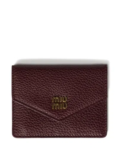 Miu Miu Leather Card Holder In Brown
