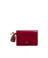 Miu Miu Leather Card Holder In Burgundy