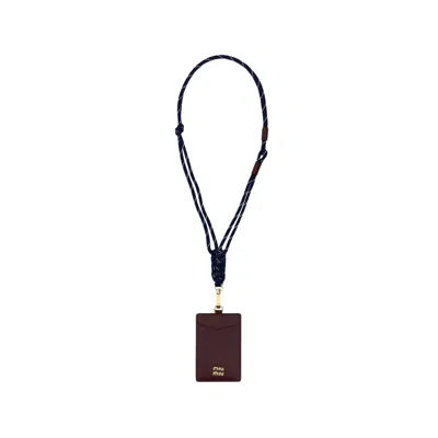 Miu Miu Leather Card Holder In Burgundy
