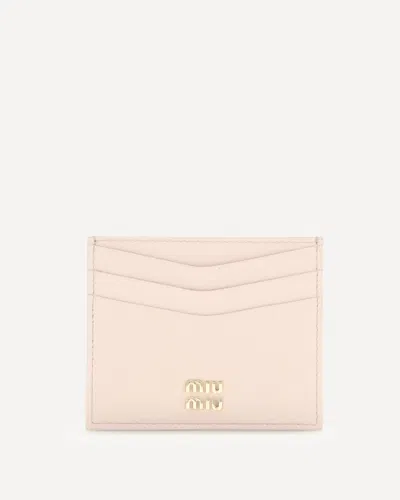 Miu Miu Leather Card Holder In Pink