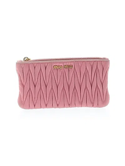Pre-owned Miu Miu Leather Card Holder In Pink