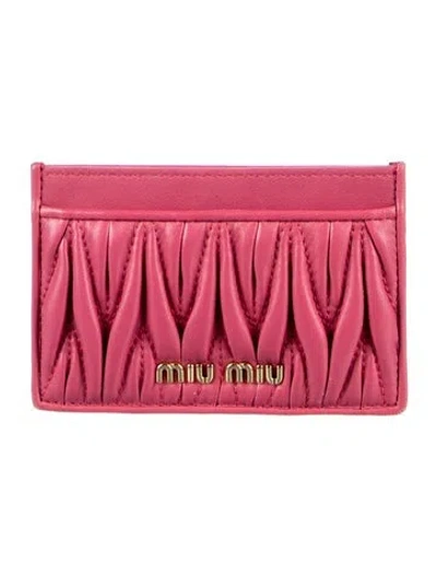 Pre-owned Miu Miu Leather Card Holder In Pink
