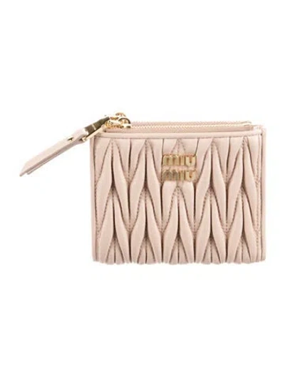 Pre-owned Miu Miu Leather Card Holder In Pink
