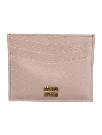 Pre-owned Miu Miu Leather Card Holder In Pink