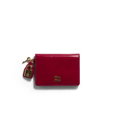Miu Miu Leather Card Holder In Red