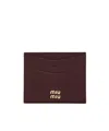 Miu Miu Leather Card-slots Card Holder In Burgundy