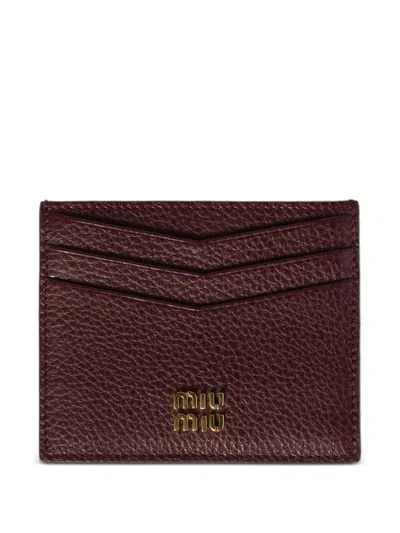 Miu Miu Leather Card-slots Card Holder In Red
