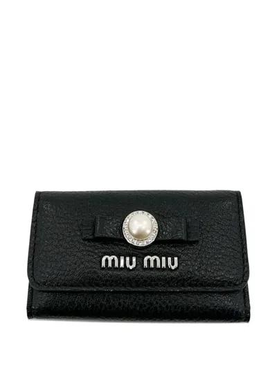 Miu Miu Leather Cardholder In Black