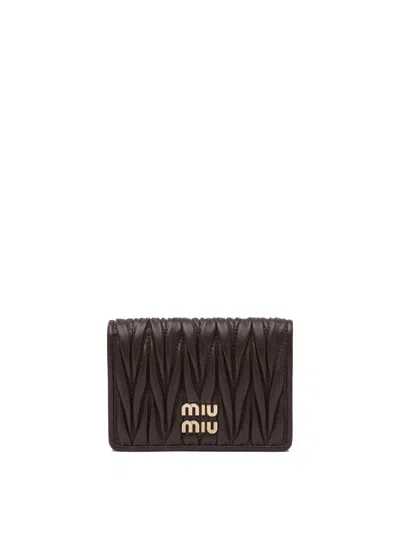 Miu Miu Quilted Leather Card Holder In Radica