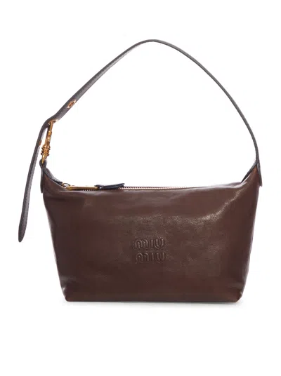 Miu Miu Leather Case Bag In Brown