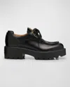 Miu Miu Logo-detailed Leather Loafers In Nero