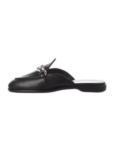 Pre-owned Miu Miu Leather Chain-link Accents Mules W/ Tags In Black