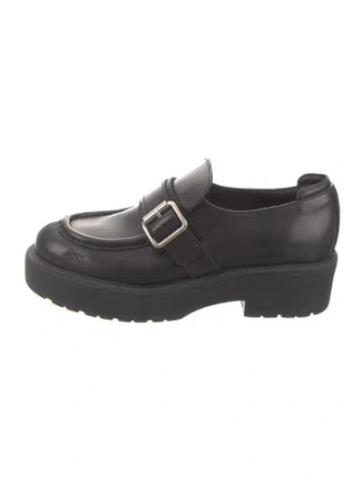Pre-owned Miu Miu Leather Chain-link Accents Oxfords In Black