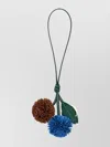 Miu Miu Leather Charm With Loop Handle And Pom Design In Multi