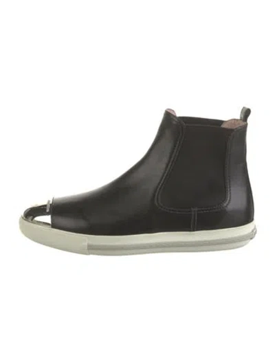 Pre-owned Miu Miu Leather Chelsea Boots In Black