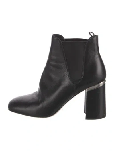 Pre-owned Miu Miu Leather Chelsea Boots In Black