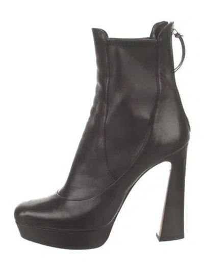Pre-owned Miu Miu Leather Chelsea Boots In Black