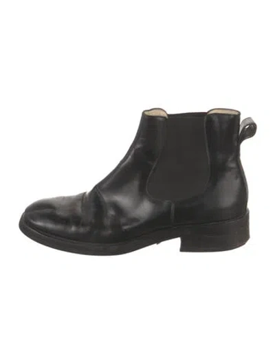 Pre-owned Miu Miu Leather Chelsea Boots In Black