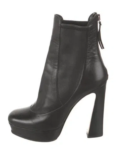 Pre-owned Miu Miu Leather Chelsea Boots In Black