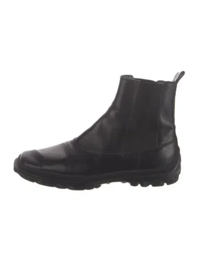 Pre-owned Miu Miu Leather Chelsea Boots In Black