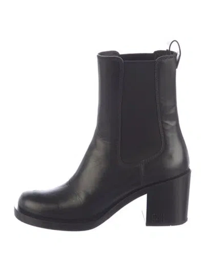 Pre-owned Miu Miu Leather Chelsea Boots In Blue