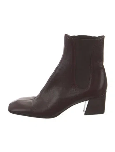 Pre-owned Miu Miu Leather Chelsea Boots In Brown