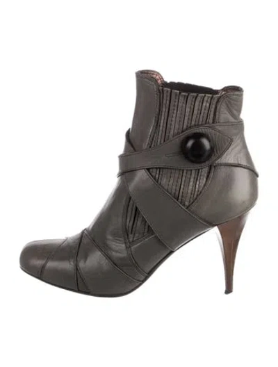 Pre-owned Miu Miu Leather Chelsea Boots In Gray