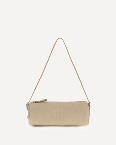 Miu Miu Leather Clutch Bag In Sand