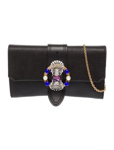Pre-owned Miu Miu Leather Clutch In Black