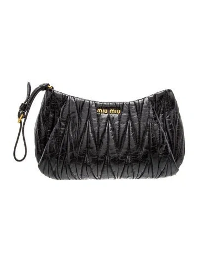 Pre-owned Miu Miu Leather Clutch In Black