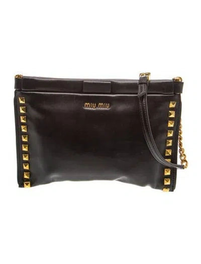 Pre-owned Miu Miu Leather Clutch In Black