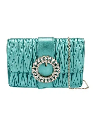 Pre-owned Miu Miu Leather Clutch In Blue