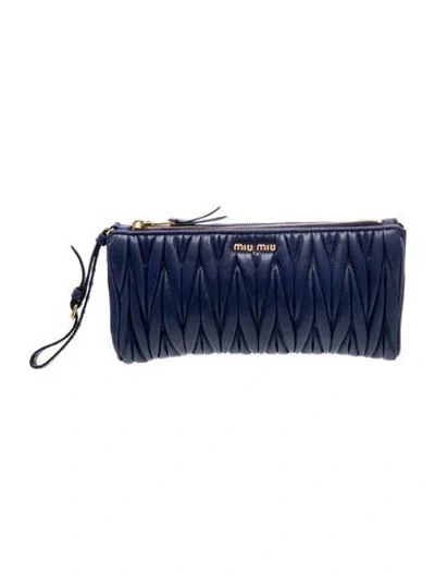 Pre-owned Miu Miu Leather Clutch In Blue