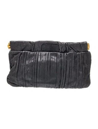 Pre-owned Miu Miu Leather Clutch In Blue