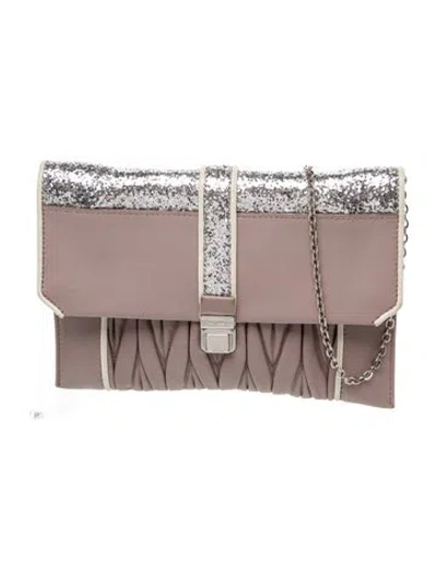 Pre-owned Miu Miu Leather Clutch In Neutral