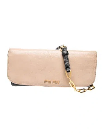 Pre-owned Miu Miu Leather Clutch In Neutrals