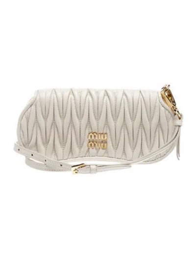 Pre-owned Miu Miu Leather Clutch In Neutrals