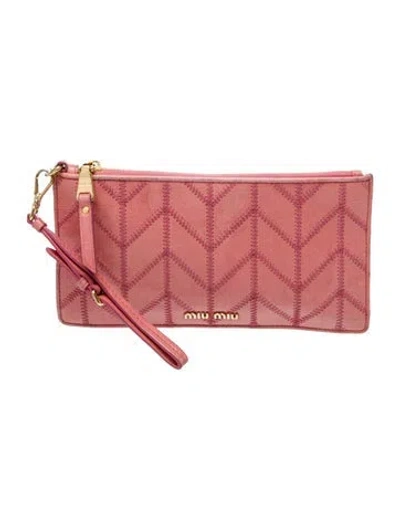 Pre-owned Miu Miu Leather Clutch In Pink