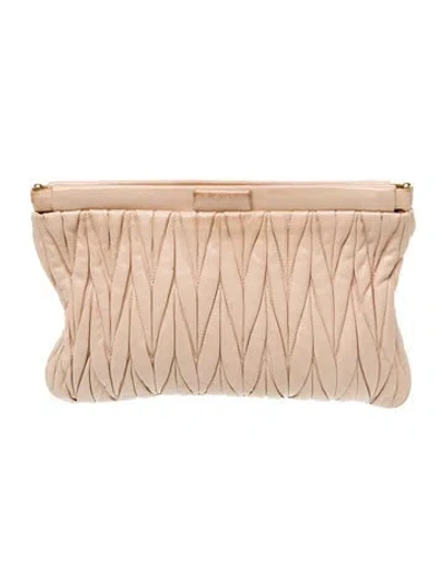 Pre-owned Miu Miu Leather Clutch In Pink